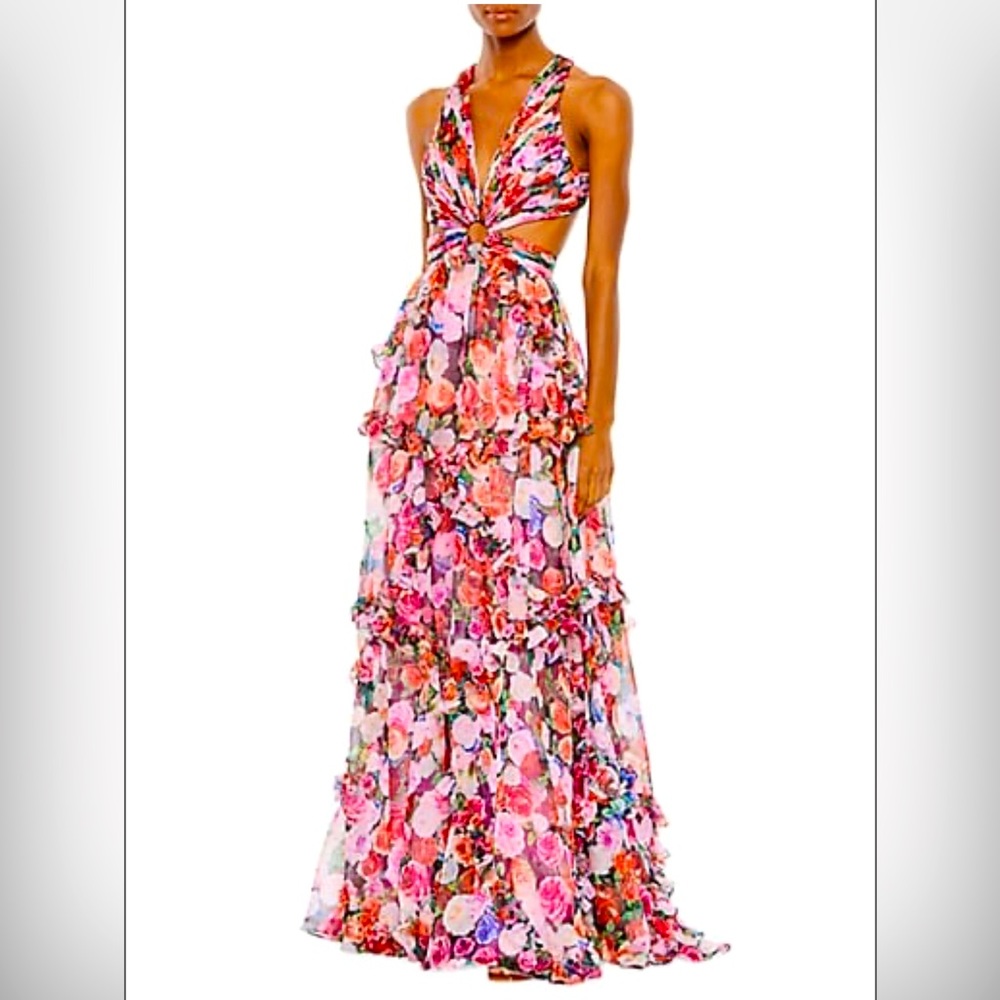 Mac Duggal Floral Cut Out Gown